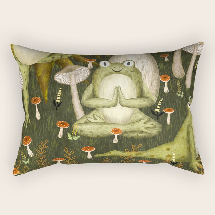 mushroom forest yoga Rectangular Pillow Gallery Image 1