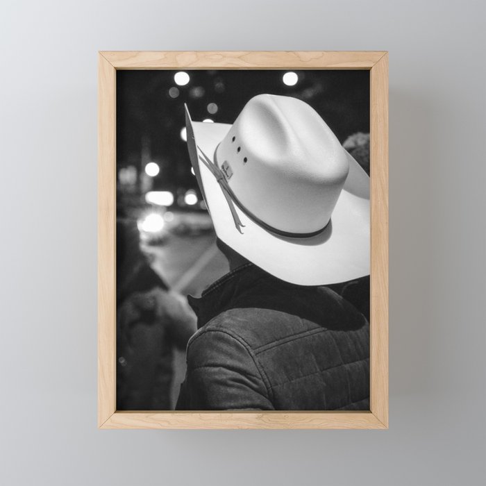 New York City cowboy night out in Black and white Mini Art Print Gallery Image 1