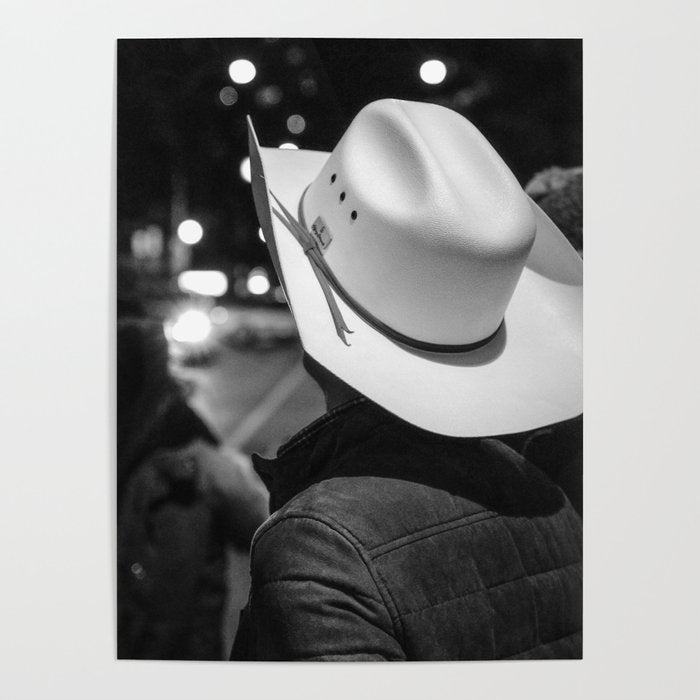 New York City cowboy night out in Black and white Poster Gallery Image 4
