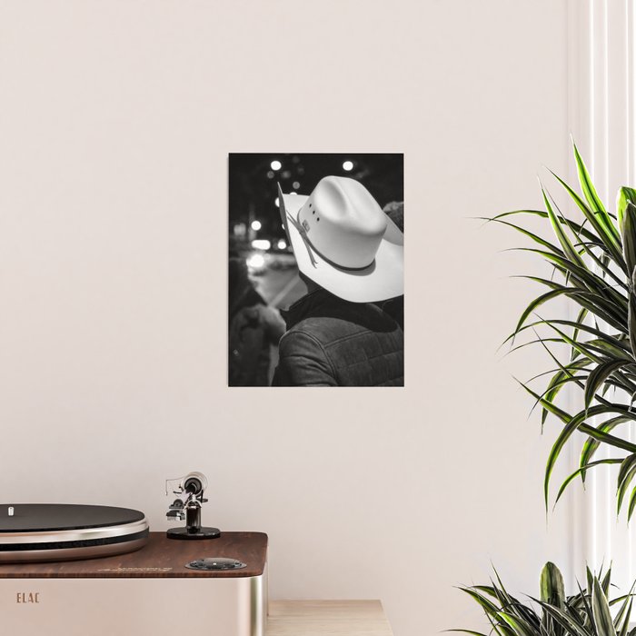 New York City cowboy night out in Black and white Poster Gallery Image 2