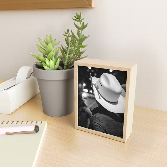 New York City cowboy night out in Black and white Mini Art Print Gallery Image 2