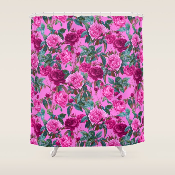  Pink Floral Garden Shower Curtain Gallery Image 1