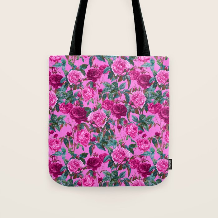  Pink Floral Garden Tote Bag Gallery Image 1