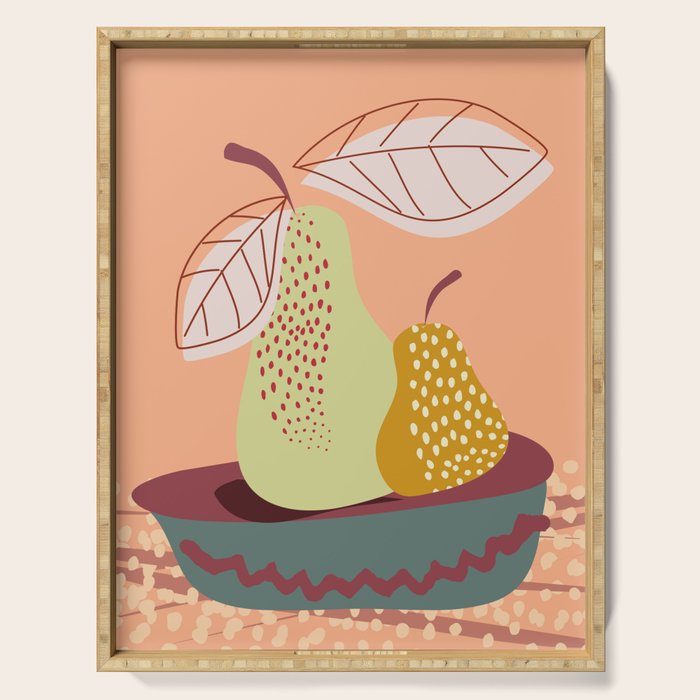 Pears abstract still life Serving Tray Gallery Image 1