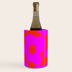 Pink Retro Flowers Orange Red Background #decor #society6 #buyart Wine Chiller Gallery Image 1