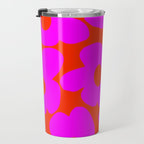 Pink Retro Flowers Orange Red Background #decor #society6 #buyart Travel Mug Gallery Image 3