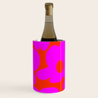 Pink Retro Flowers Orange Red Background #decor #society6 #buyart Wine Chiller Gallery Image 3