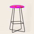 Pink Retro Flowers Orange Red Background #decor #society6 #buyart Stool Gallery Image 1