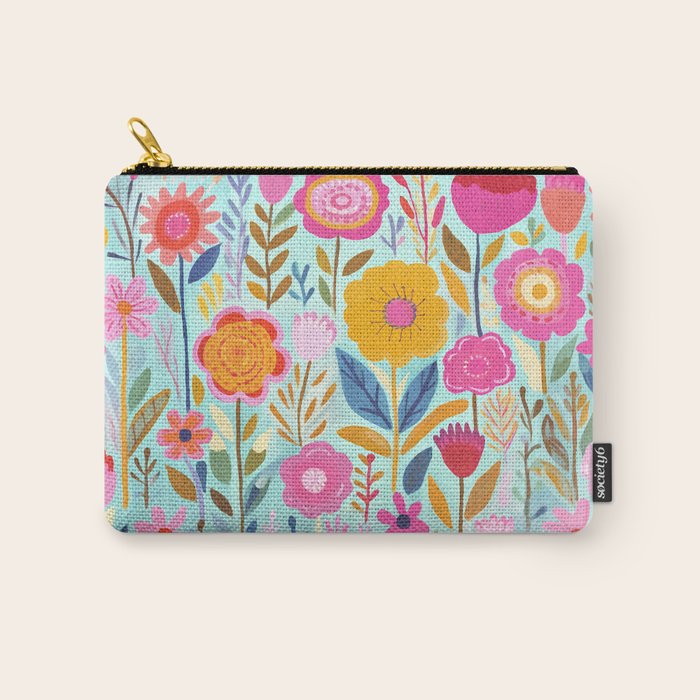 Happy Summer Groovy Flower Meadow Carry All Pouch Gallery Image 1