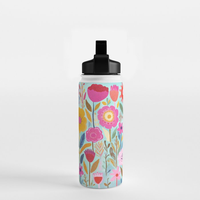 Happy Summer Groovy Flower Meadow Water Bottle Gallery Image 2