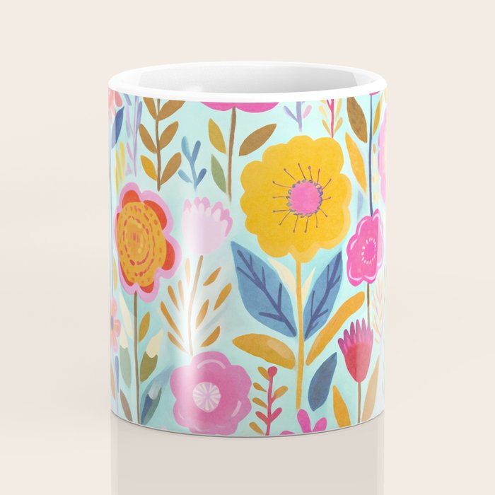 Happy Summer Groovy Flower Meadow Coffee Mug Gallery Image 4