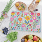 Happy Summer Groovy Flower Meadow Cutting Board Gallery Image 2