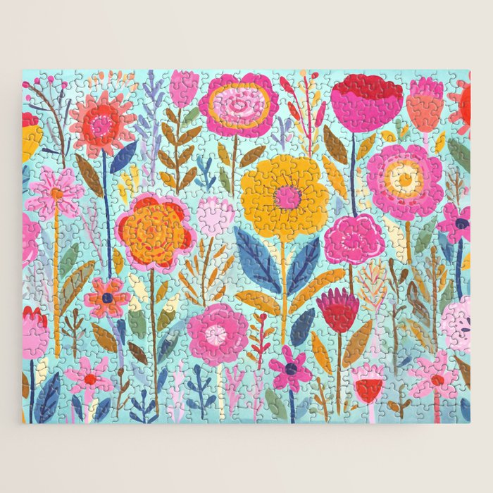 Happy Summer Groovy Flower Meadow Jigsaw Puzzle Gallery Image 1