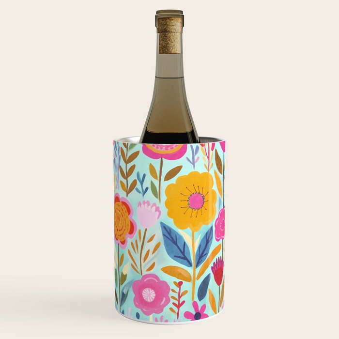 Happy Summer Groovy Flower Meadow Wine Chiller Gallery Image 1
