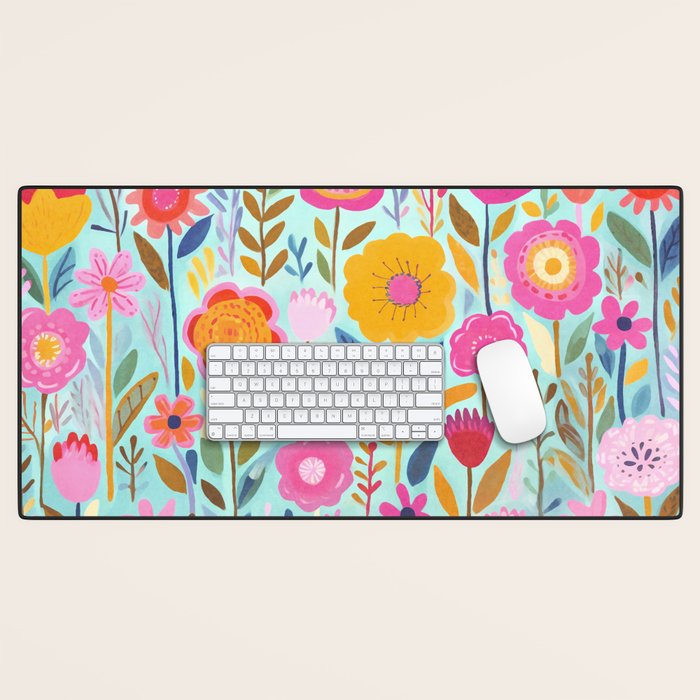 Happy Summer Groovy Flower Meadow Desk Mat Gallery Image 1