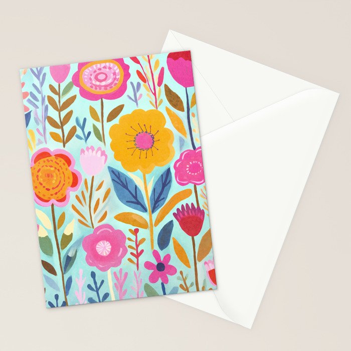 Happy Summer Groovy Flower Meadow Stationery Card Gallery Image 2