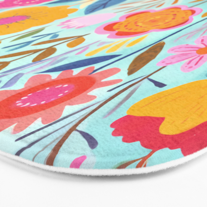 Happy Summer Groovy Flower Meadow Bath Mat Gallery Image 3