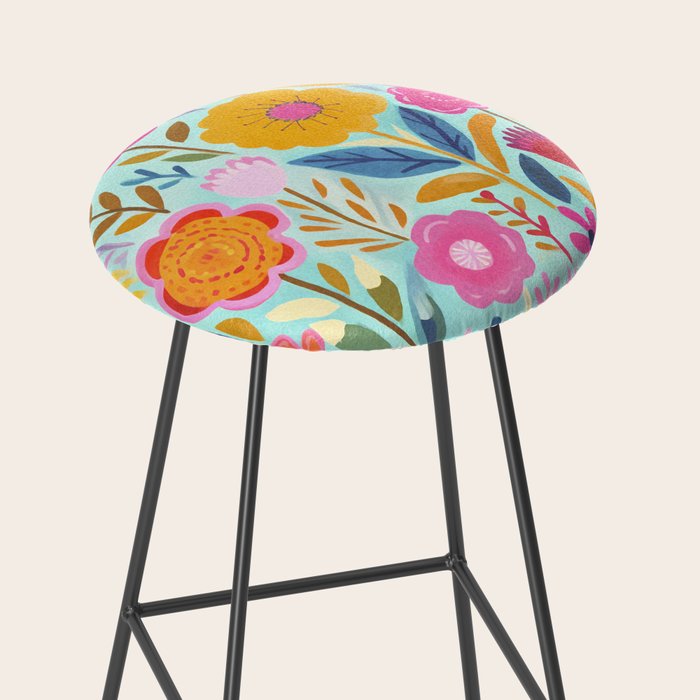 Happy Summer Groovy Flower Meadow Stool Gallery Image 2
