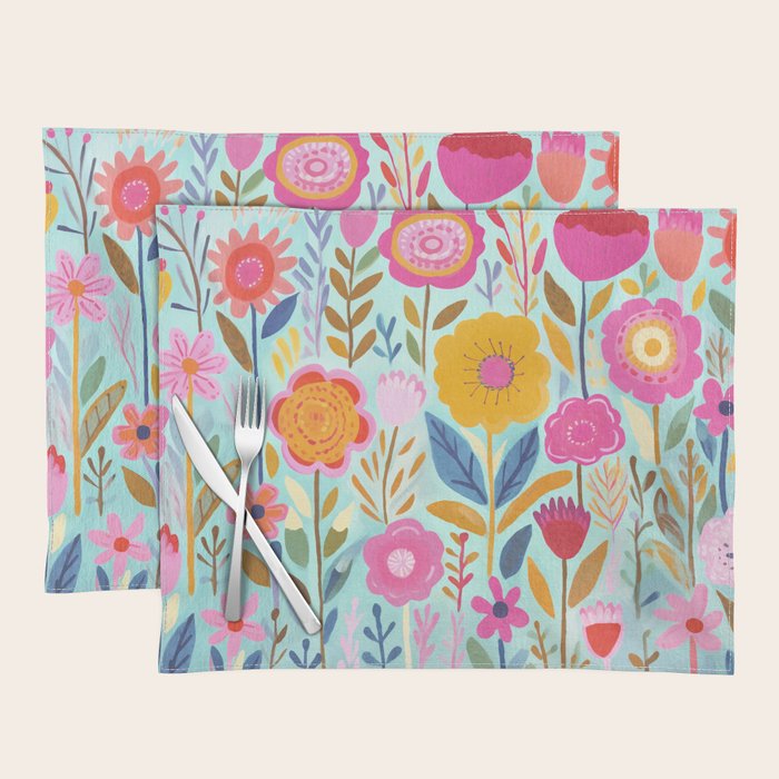 Happy Summer Groovy Flower Meadow Placemat Gallery Image 1