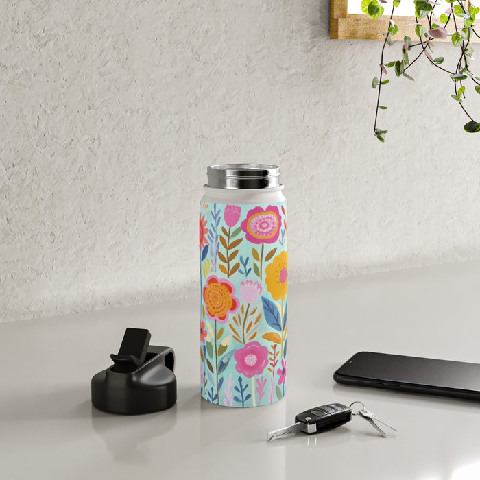 Happy Summer Groovy Flower Meadow Water Bottle Gallery Image 4