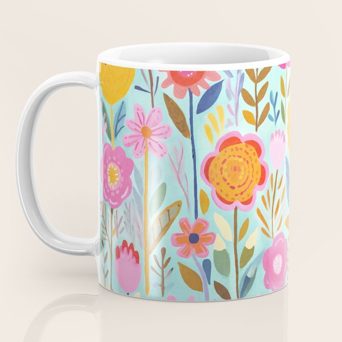 Happy Summer Groovy Flower Meadow Coffee Mug Gallery Image 3