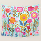 Happy Summer Groovy Flower Meadow Wall Tapestry Gallery Image 4