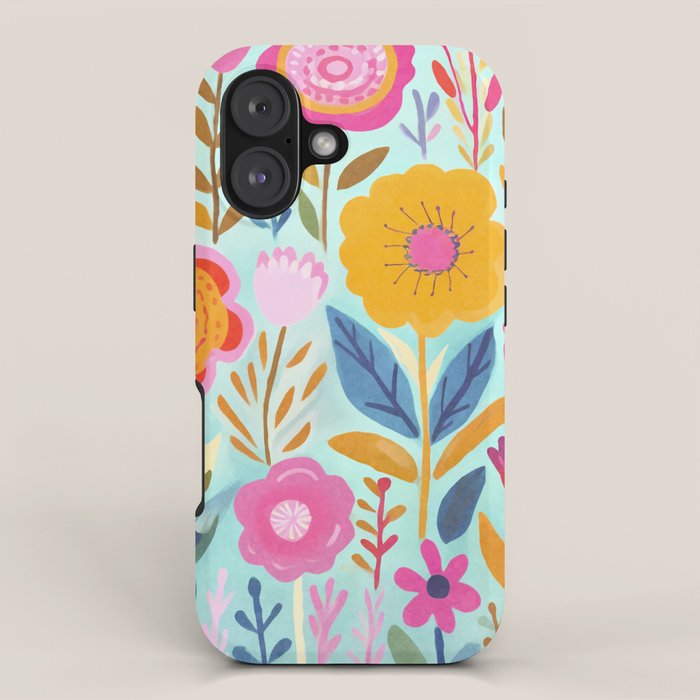 Happy Summer Groovy Flower Meadow iPhone Case Gallery Image 1
