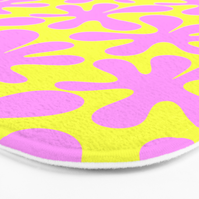 Neon Yellow and Pink Amoeba Dance Vivid Retro Modern Pattern Bath Mat Gallery Image 3