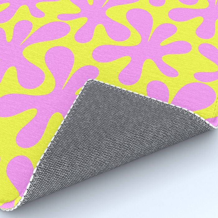 Neon Yellow and Pink Amoeba Dance Vivid Retro Modern Pattern Rug Gallery Image 4