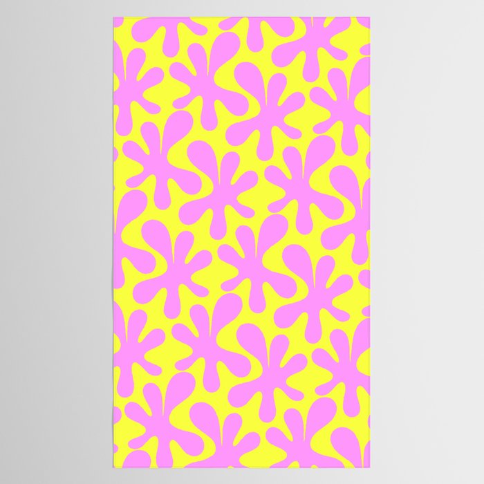 Neon Yellow and Pink Amoeba Dance Vivid Retro Modern Pattern Tablecloth Gallery Image 2