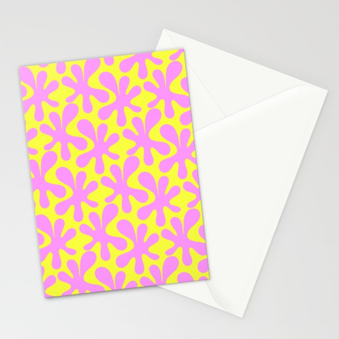 Neon Yellow and Pink Amoeba Dance Vivid Retro Modern Pattern Stationery Card Gallery Image 2