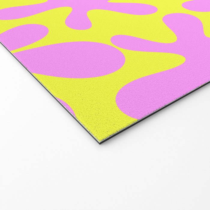 Neon Yellow and Pink Amoeba Dance Vivid Retro Modern Pattern Welcome Mat Gallery Image 2