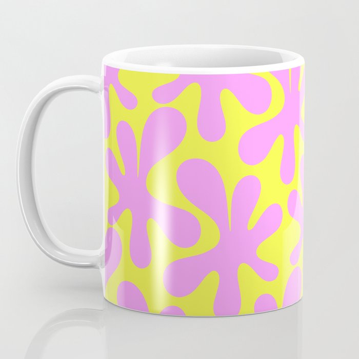 Neon Yellow and Pink Amoeba Dance Vivid Retro Modern Pattern Coffee Mug Gallery Image 3