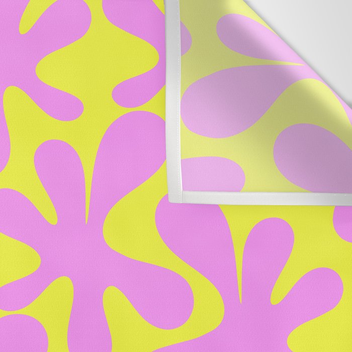 Neon Yellow and Pink Amoeba Dance Vivid Retro Modern Pattern Wall Tapestry Gallery Image 3