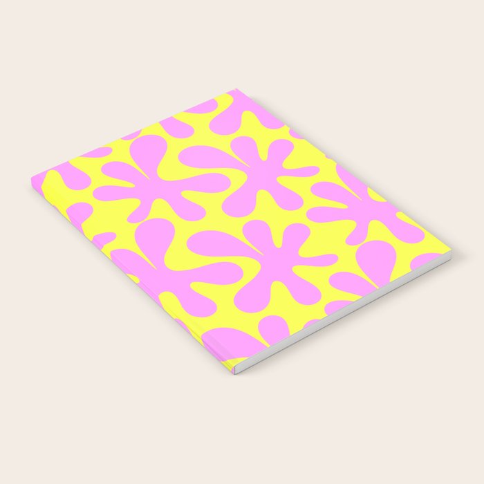 Neon Yellow and Pink Amoeba Dance Vivid Retro Modern Pattern Notebook Gallery Image 1