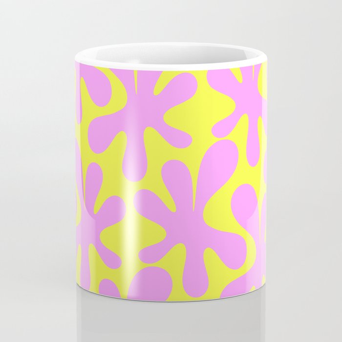 Neon Yellow and Pink Amoeba Dance Vivid Retro Modern Pattern Coffee Mug Gallery Image 4