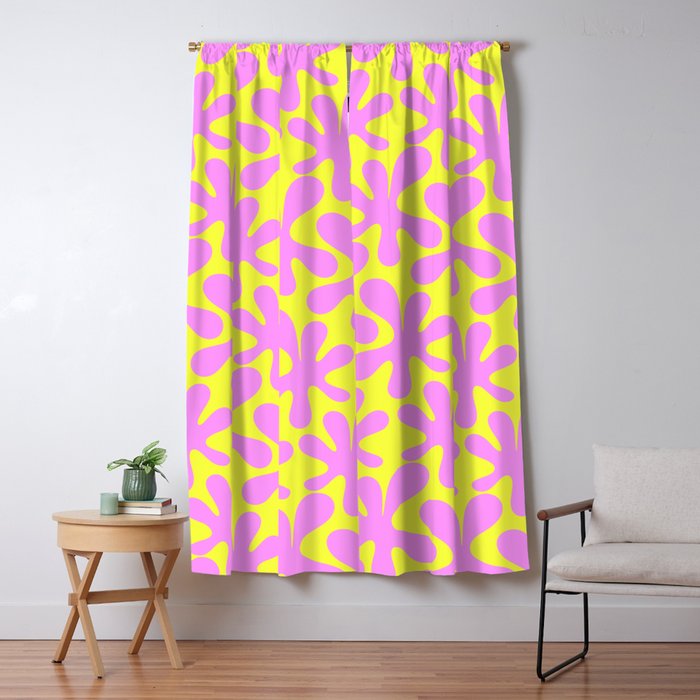 Neon Yellow and Pink Amoeba Dance Vivid Retro Modern Pattern Window Curtain Gallery Image 5