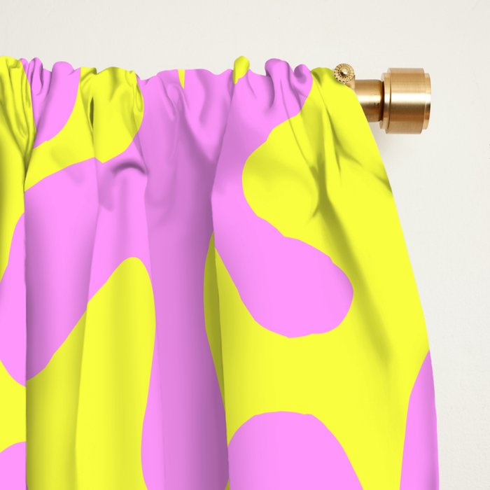 Neon Yellow and Pink Amoeba Dance Vivid Retro Modern Pattern Window Curtain Gallery Image 2