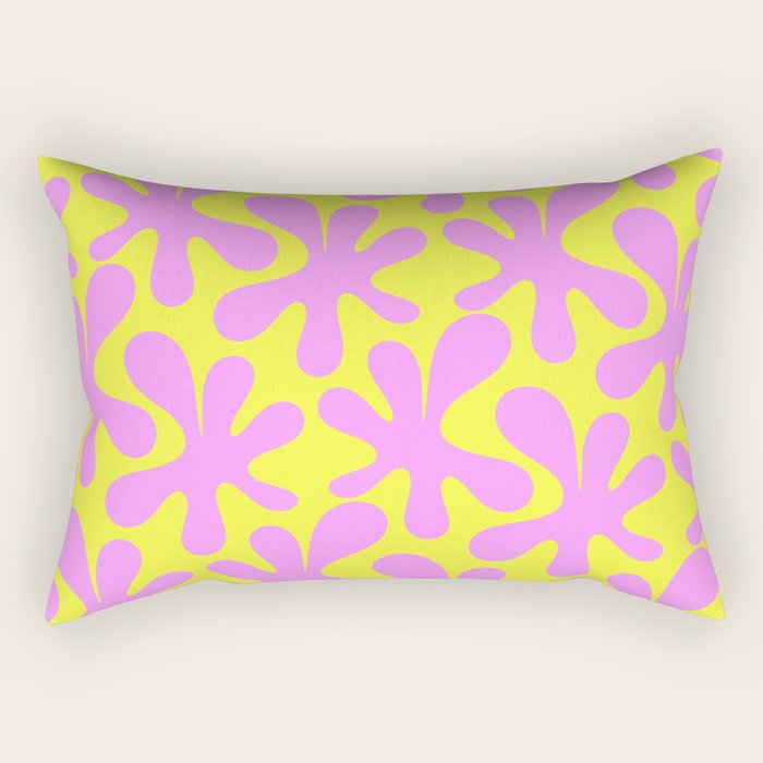 Neon Yellow and Pink Amoeba Dance Vivid Retro Modern Pattern Rectangular Pillow Gallery Image 2
