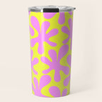 Neon Yellow and Pink Amoeba Dance Vivid Retro Modern Pattern Travel Mug Gallery Image 1