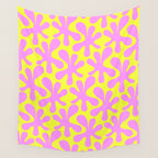 Neon Yellow and Pink Amoeba Dance Vivid Retro Modern Pattern Wall Tapestry Gallery Image 4