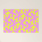 Neon Yellow and Pink Amoeba Dance Vivid Retro Modern Pattern Welcome Mat Gallery Image 1