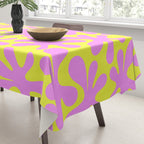 Neon Yellow and Pink Amoeba Dance Vivid Retro Modern Pattern Tablecloth Gallery Image 3