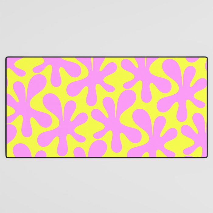 Neon Yellow and Pink Amoeba Dance Vivid Retro Modern Pattern Desk Mat Gallery Image 3