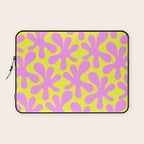 Neon Yellow and Pink Amoeba Dance Vivid Retro Modern Pattern Laptop Sleeve Gallery Image 1