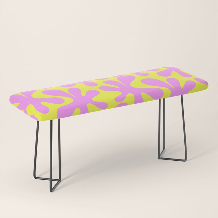 Neon Yellow and Pink Amoeba Dance Vivid Retro Modern Pattern Bench Gallery Image 1
