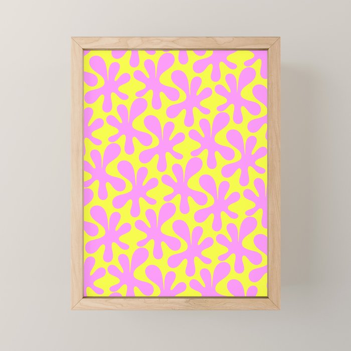 Neon Yellow and Pink Amoeba Dance Vivid Retro Modern Pattern Mini Art Print Gallery Image 1