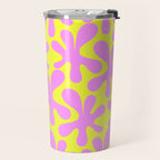 Neon Yellow and Pink Amoeba Dance Vivid Retro Modern Pattern Travel Mug Gallery Image 2
