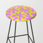 Neon Yellow and Pink Amoeba Dance Vivid Retro Modern Pattern Stool Gallery Image 2