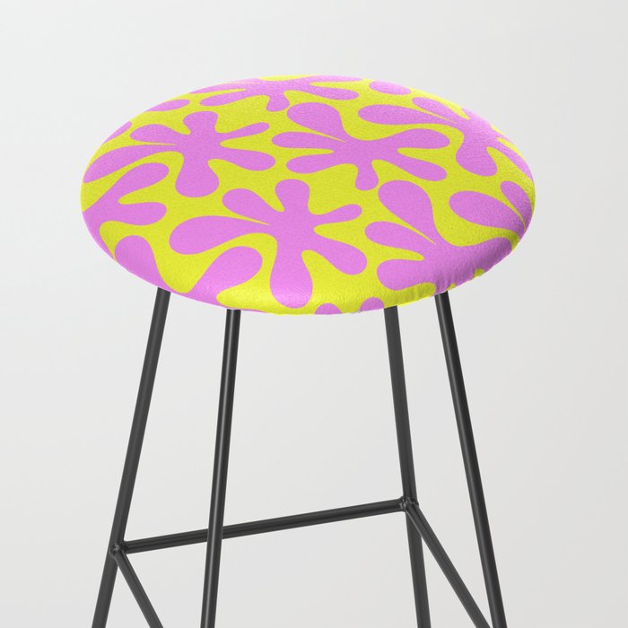 Neon Yellow and Pink Amoeba Dance Vivid Retro Modern Pattern Stool Gallery Image 2